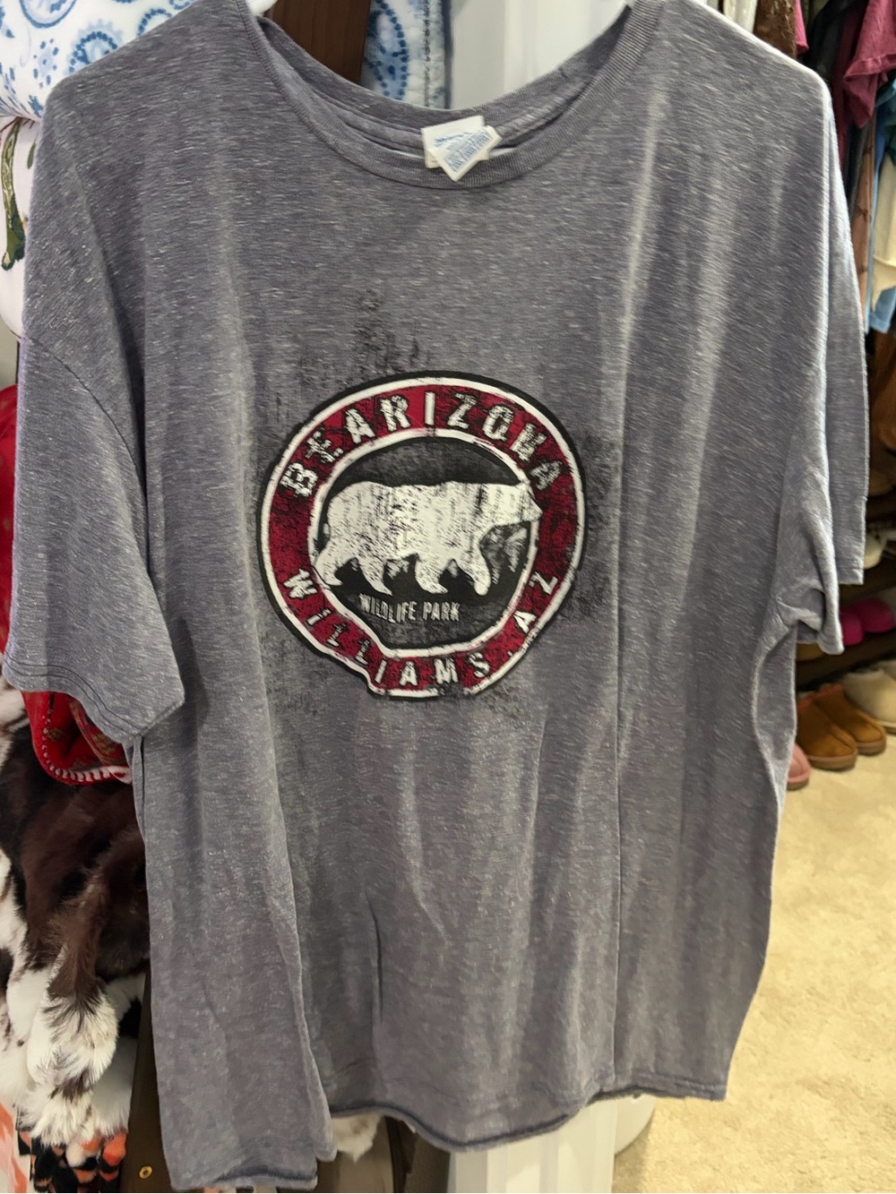 Bear Arizona’s women’s Gray Graphic Tee with Red Accent